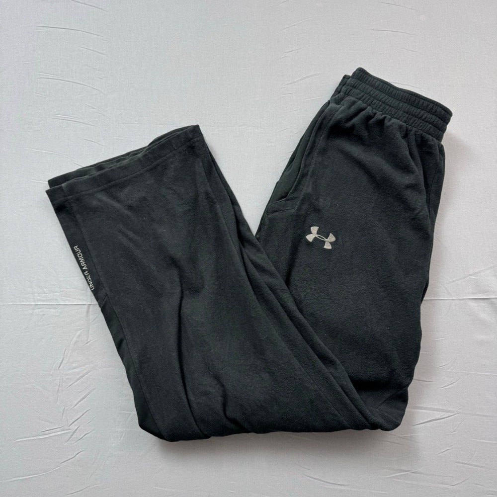 Under Armour Mens Fleece Sweatpants Black Straight Leg Pockets Size Medium